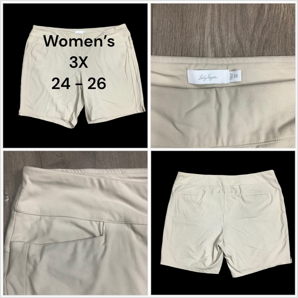 Women's Lady Hagen Golf 3XL Plus Shorts Khaki Chino Khakis Pull on Stretch Bike